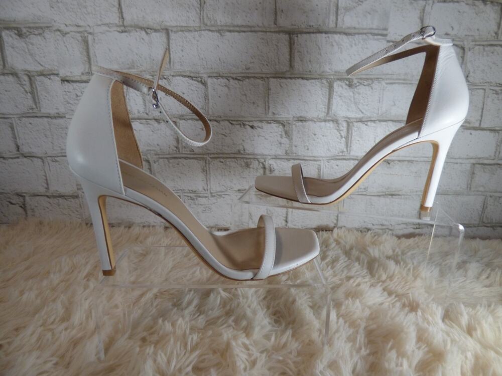 Stuart Weitzman Nudistcurve 100 White Leather Stiletto Heels 10 NEW